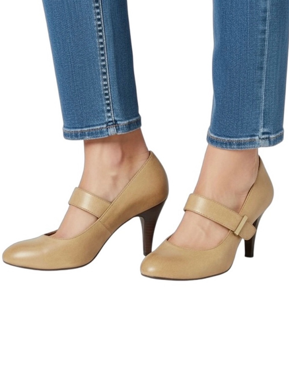 Kelly & Katie Mary Jane Heels Tan Vegan Leather Size 6.5